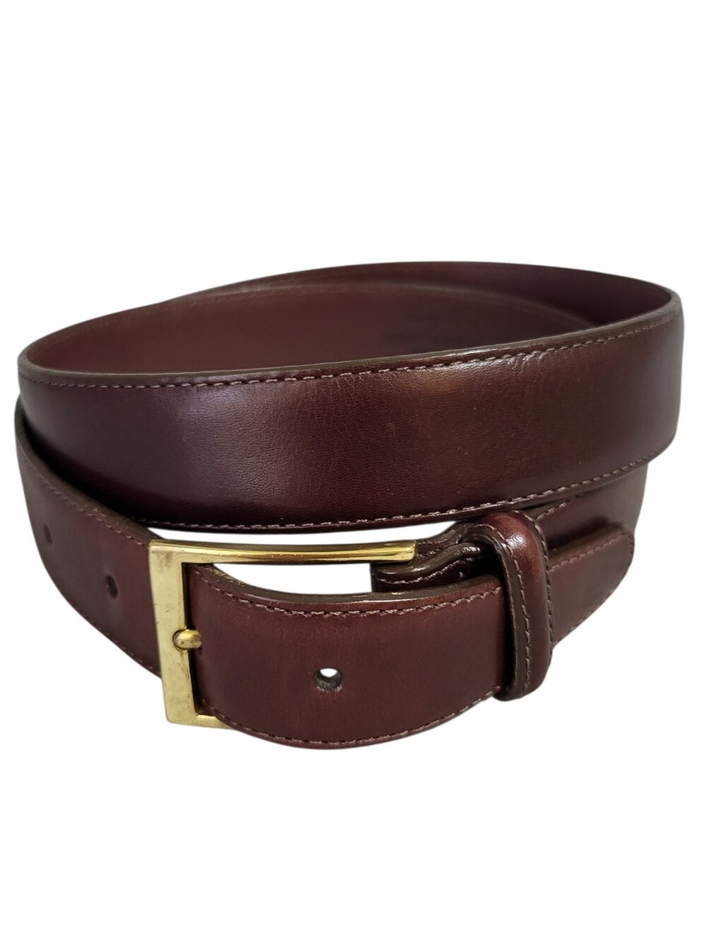 Brighton Belt Aniline Glazed Cowhide Glove Leather Brown Women's 36 Gold Buckle
